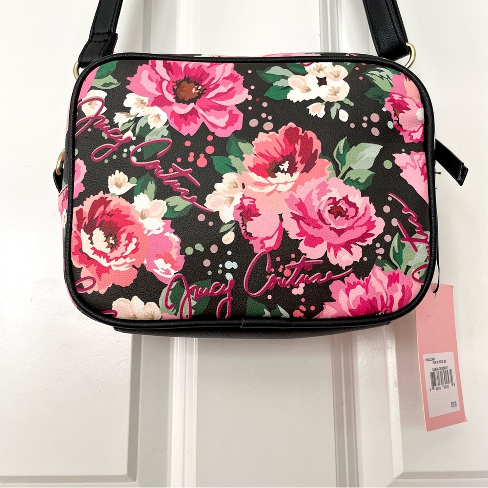 Juicy Couture•NWT•Black•PICK UR PETAL Floral Camera Crossbody Bag•Adjust. Strap - Picture 9 of 13